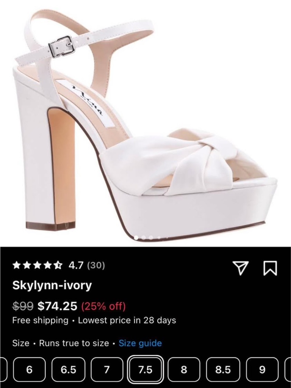 Nina White Knotted Platform Block Heel Sandal